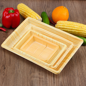 Disposable Frozen Food Tray Packaged Black Red Wood Supermarket Meat Blister Packing Plastic Food Tray