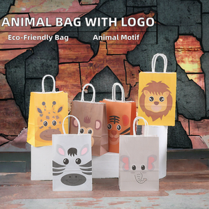 Bolsas de Regalo de Papel con Estampado de Animales del Zoológico, Lindas y con Asas Planas, para Fiestas de Cumpleaños Infantiles, Bolsas de Regalo para Niños - Product Image 2