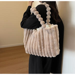 Bolsos de Mano con Asa Superior para Mujer, Invierno 2025, Color Caramelo, Casual, con Bolsillos Suaves, Gran Capacidad, de Felpa - Product Image 6