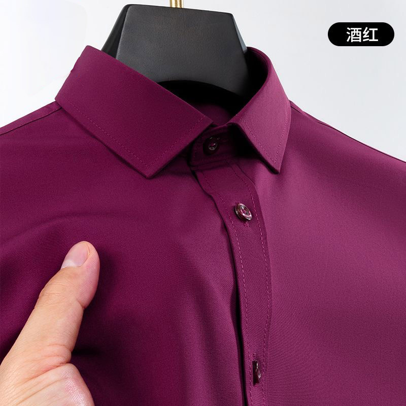 Burgundy short sleeves--four-way stretch