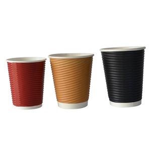 Vaso de Papel para Bebidas Calientes con Tapa, Personalizado con Logotipo, Ecológico, Desechable, de Papel Kraft, con Diseño de Ondas, Color Rosa Dorado - Product Image 3