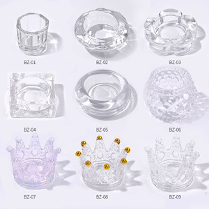 Gobelet en verre à strass pour poudre acrylique, coupelle de nettoyage pour pinceaux de manucure, outil pour ongles - Product Image 4