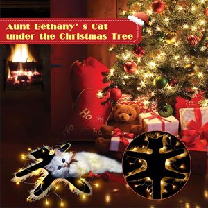 Alfombra Luminosa con Diseño de Gato Frito, Regalos Divertidos para la Aldea Navideña, Alfombra Decorativa de Navidad con Luz <span class=keywords><strong>Siempre</strong></span> Encendida o Intermitente, Decoración de Halloween - Product Image 3