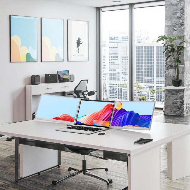Factory Price High Resolution 15.6" Double Portable Monitor for Laptop Triple Screen Plug and Play Notebook Screen Extender