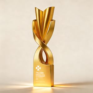 Nuovo Trofeo Placcato Oro 2026 Personalizzato di Alta Gamma con Confezione Regalo a Spirale Creativa per Riconoscimenti Aziendali e Dipendenti Eccezionali - Product Image 1