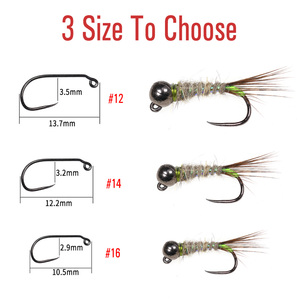 Señuelos de Pesca Perdigon Jig Nymphs, Señuelos de Pesca con Cuentas de Tungsteno, Sin Púas, Euro Nymphs, para Trucha, Trucha Arcoíris, Pesca de <span class=keywords><strong>Agua</strong></span> Dulce - Product Image 3