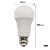 Ampoule LED 7W, lumière ambiante RGB à intensité variable, contrôlée par application mobile.