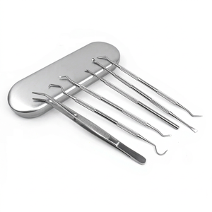 Ensemble d'instruments chirurgicaux dentaires 6 pièces en acier inoxydable avec poignée moletée, outils manuels pour soins bucco-dentaires et examen - Product Image 5