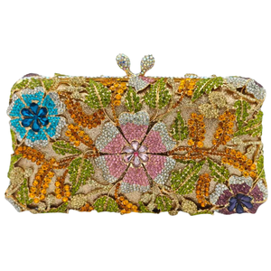 Women Stylish Floral Leaves Rhinestones Evening <b>Bag</b> Glimmering Crystals <b>Clutch</b> Purse Exquisite Handbag <b>for</b> Garden Party Ball - Product Image 1