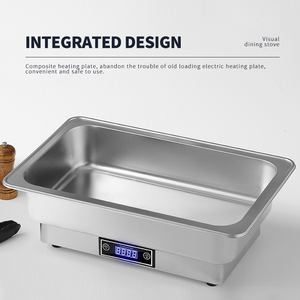 WINNERS Ensemble de chauffe-plats électriques en acier inoxydable Chauffe-plats pour buffet à température réglable Bain <span class=keywords><strong>Marie</strong></span> avec couvercle à rabat visible - Product Image 6