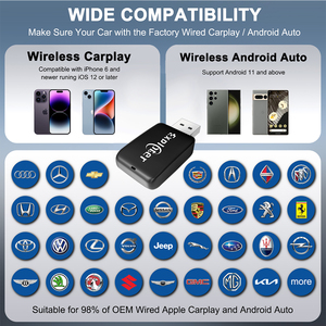 Phổ Cắm và chơi USB dongle mini 2 trong 1 kết nối có dây để không dây Carplay Android Auto adapter thông minh ai hộp - Product Image 5