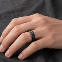 Cincin Baja Tahan Karat Celestial Sun Moon Star dengan Tepi Dipoles, Pita Hitam, Lambang Perak, Unisex, Klasik, Gotik, Minimalis, Hadiah