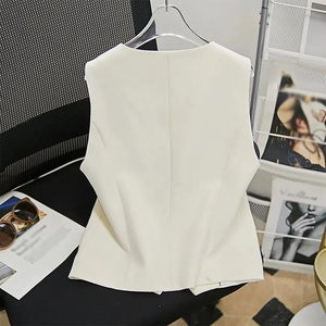 EHK0110 Chaleco de Primavera y Otoño para Mujer, Cárdigan Coreano, Chaqueta Informal <span class=keywords><strong>sin</strong></span> Mangas de Color Sólido - Product Image 4