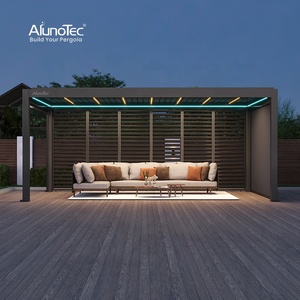 Chòi nghỉ ngoài trời tự động hiện đại AlunoTec, mái che dạng vòm sinh thái bằng nhôm, mái <span class=keywords><strong>x</strong></span>ếp điều chỉnh được - Product Image 4
