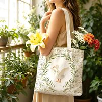 Sac fourre-tout, sacs fourre-tout en toile pour femmes, cadeaux pour les amoureux des oies, sac de courses réutilisable avec motif botanique et animalier Cottagecore