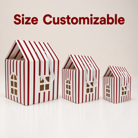 Boîte cadeau élégante rayée avec fenêtre, personnalisable, pour mariage, fête, ou événement, en carton rigide, idéale pour les entreprises