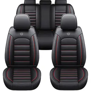 مجموعة كاملة سوداء وحمراء لمقاعد السيارة من بولي فينيل الكلورايد مناسبة للجميع غطاء مقعد سيارة جلد صناعي مناسب لهوندا وتويوتا وأودي a3 a4 a5 a6