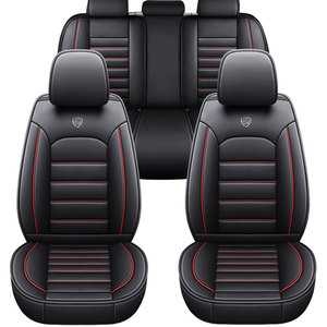 Housses De Siège Auto Universelles Velours Noir/rouge - Compatible Airbag, Kit De Montage Inclus