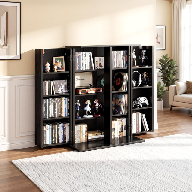 Media Storage Cabinet 4-Tier DVD Shelf Organizer Shelves for Retail Store Multimedia for Retail Store Retail Display Racks
