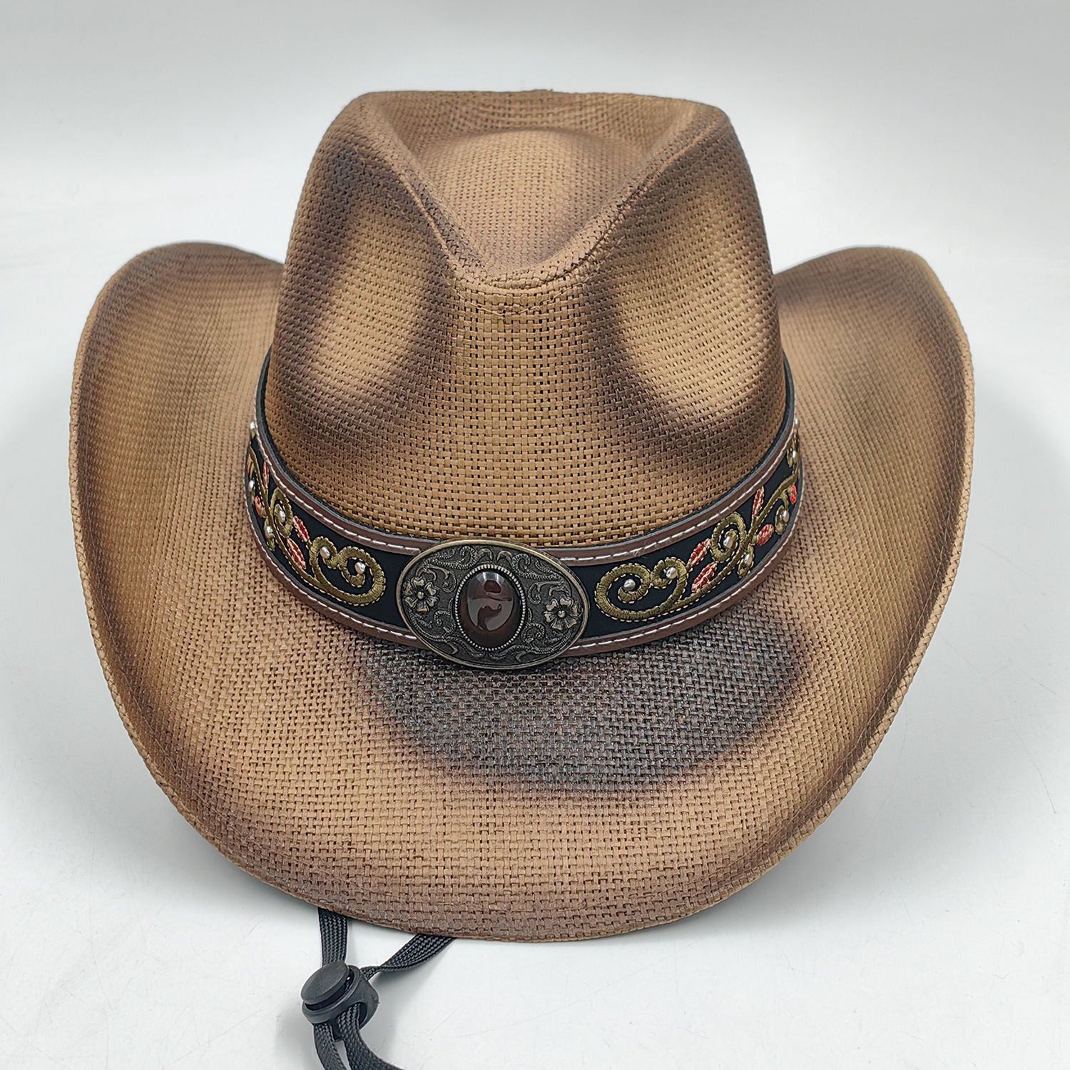 9857 Women\'s Boho Cowboy Hat Vintage Beaded Wide Brim Western Cowgirl Hats TOVOSO Straw Cowboy Hat for Women and Men with Shape-It Brim  main image 3