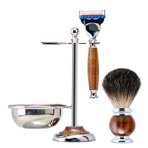 Zy Premium Scheermesset Voor Heren <span class=keywords><strong>Mach</strong></span> <span class=keywords><strong>5</strong></span> Scheermes Met Dassen Haarborstel Zware Basis Scheerstandaard Geschenkset - Product Image 4