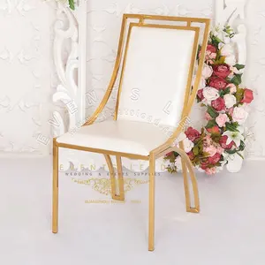شكل خاص الذهبي الفولاذ المقاوم للصدأ تصميم جديد الأبيض الحدث الفاخرة كرسي زفاف