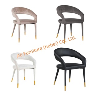 Chaise de salle à manger directement en usine Chaise d'appoint moderne en velours rembourrée à dossier arrondi Support de chaise en gros et conception personnalisée - Product Image 5