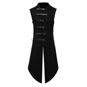 Áo Vest Nam Màu Đen Steampunk Gothic Áo Vest Nam Hai Hàng Khuy Thời Trung Cổ Victoria Áo Khoác Đuôi Trang Phục Dạ Hội Hóa Trang Sân Khấu