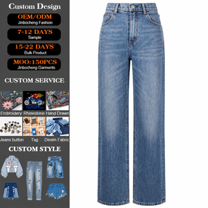 Jeans a Vita Alta Personalizzati per Donna, Vestibilità Dritta, Pantaloni in Denim Traspirante, Design di Lusso, Abbigliamento Casual - Product Image 1