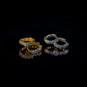 Pendientes de Aro con Diamantes Loro Piana de 13 mm, Chapados en Oro Blanco, Corte Brillante Redondo, Diamantes Naturales, Unisex, Uso Diario, Estilo Clásico - Product Image 2