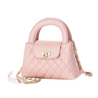 Sac à bandoulière en cuir souple à carreaux diamantés TLL0004 pour femme, petit sac carré à chaîne, sac messager