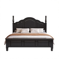 Lit à baldaquin Timberight en chêne massif américain, taille King, avec tête de lit réglable, rangement, pliable, ensemble de chambre écologique