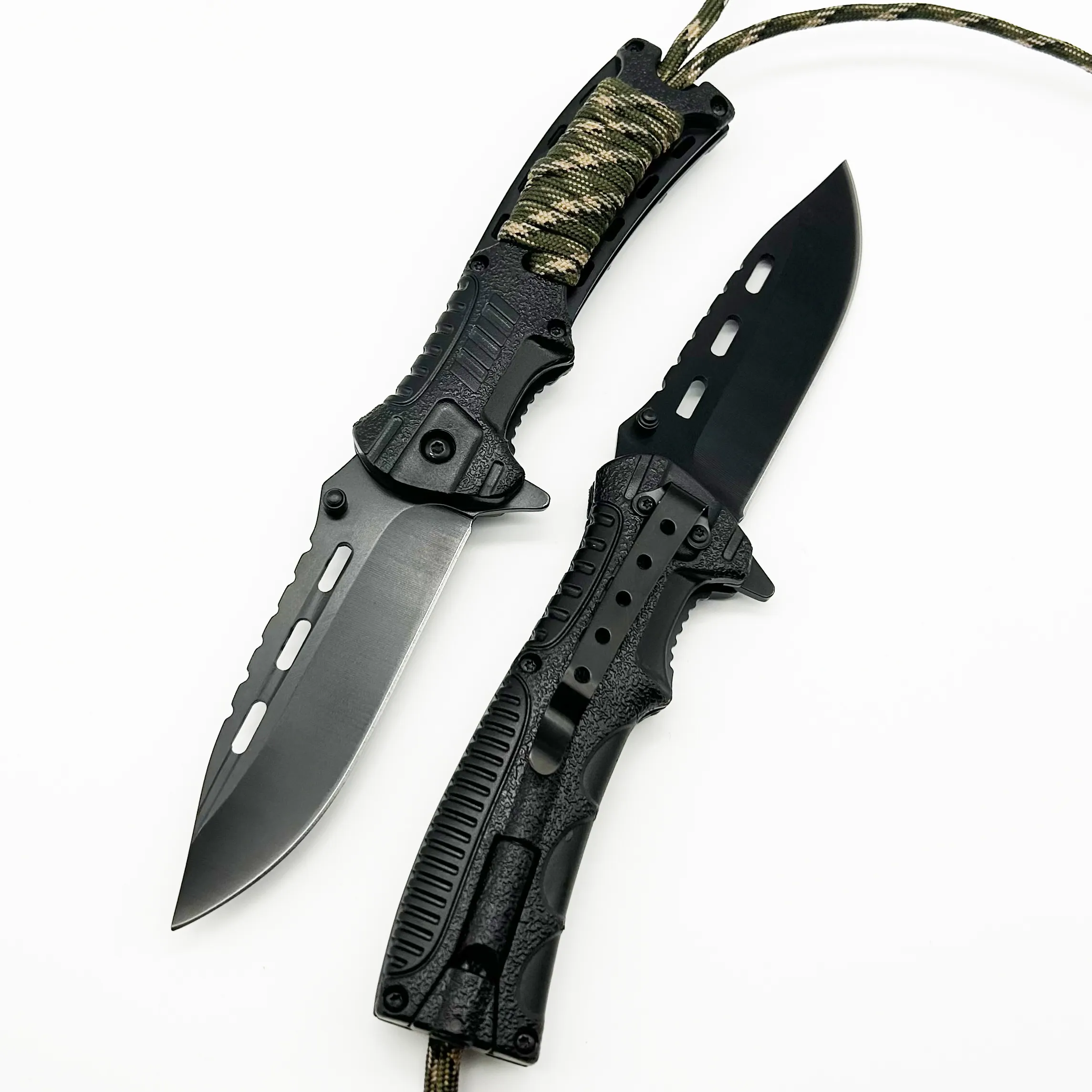 Cắm Trại Ngoài Trời Săn Bắn Bushcraft Edc Gấp Chiến Thuật Paracord Survival Pocket Dao Với Lửa Khởi Động