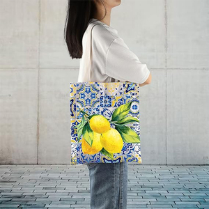 Cadeau des îles italiennes réutilisable écologique Promotion citrons frais sac fourre-tout sud de l'Italie dames voyage Shopping sac de plage - Product Image 6