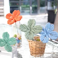1 Set Kit Makrame Terlaris 4-Leaf Clover DIY Poliester Buket Bunga 3D Dekorasi Rumah Hadiah untuk Pemula