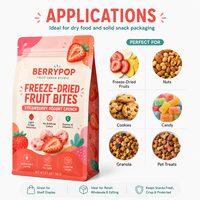 Sachet refermable personnalisé de qualité alimentaire à huit soudures latérales pour collation de fraises lyophilisées et yaourt croustillant