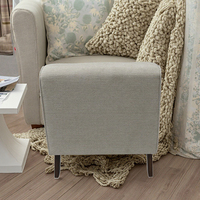 Chaise longue moderne sans accoudoirs en tissu beige, chaise de détente rembourrée avec coussin, pieds en bois de caoutchouc pour salon