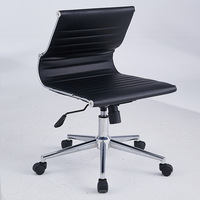 Chaise ergonomique pliable en cuir à dossier bas - Réglable en hauteur, pivotante, pour bureau, réunions, formations et négociations