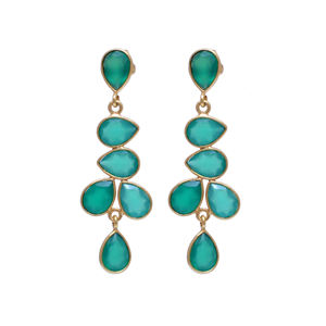 Wostu — boucles d'oreilles en pierre précieuse plaqué or, bijoux en argent sterling 925 de couleur vert véritable, chandelier, fait à la main - Product Image 1