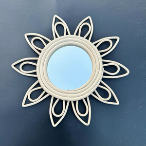 Artesanía hecha a mano hogar <span class=keywords><strong>sol</strong></span> flor forma vanidad gran belleza redondo decorativo tejido madera mimbre sauce marco ratán pared <span class=keywords><strong>espejo</strong></span> - Product Image 4