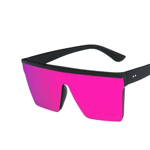 แบน TOP ผู้ชายผู้หญิงยี่ห้อสีดํา Square Shades UV400 แว่นตากันแดด Cool One Piece Designer สแควร์แว่นตากันแดด Vintage