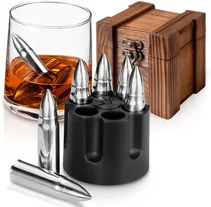 Winter Promotion,whiskey Bullet Stones, Stainless Steel Whiskey Rocks,  Reusable Ice Cube Metal Ice, Whiskey Bullet Ice Cubes