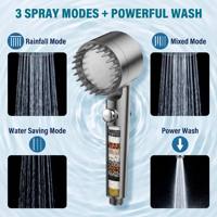Pommeau de douche portable filtrant avec 4 modes, jet puissant et filtre 18 étapes, chromé pour usage quotidien dans la salle de bain à domicile