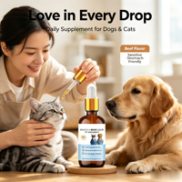 Complément alimentaire pour animaux OEM/ODM : Soutien immunitaire liquide à base de Chardon-Marie, Racine de Pissenlit et Astaxanthine pour chiens et chats à digestion sensible et rapide