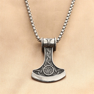 Thor's Hammer Pendant <b>Titanium</b> Steel Men's Necklace Retro Punk Style Everyday Wear 280590 - Product Image 1