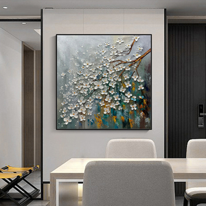 Mintura Quadro Moderno Astratto Dipinto a Mano su Tela Acrilica, <span class=keywords><strong>Poster</strong></span> Personalizzato 3D con Albero e Fiori, Bordi Dipinti, Logo Personalizzato per la Casa - Product Image 3