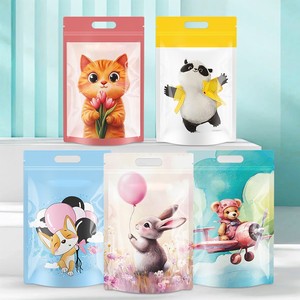Nouveau sac imprimable en usine, autoportant et refermable à fermeture éclair, pour biscuits à motifs de dessins animés, dim sum croustillants flocon de neige, et snacks nougat - Product Image 4