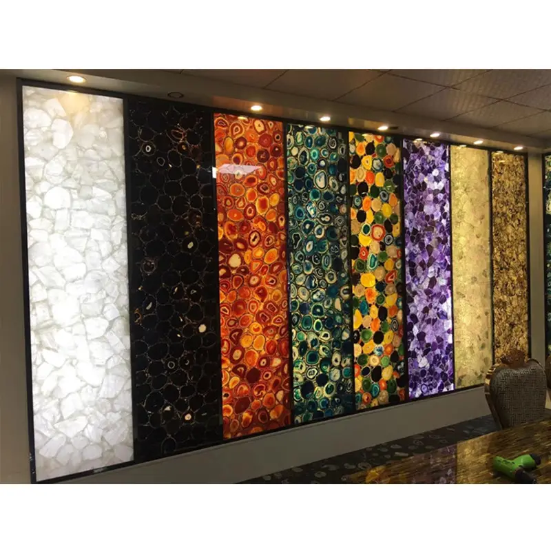 Luxe Backlit Kleuren Agaat Slab Voor Gevelbekleding En Werkbladen Indoor