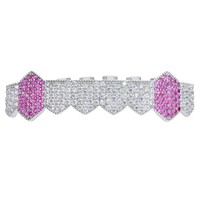 BES Fashion Hip Hop Bling Grilles en laiton à six dents Bijoux de corps plaqués or en zircon glacé pour les fêtes