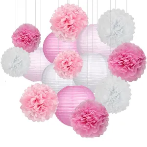 नए साल दुल्हन फूल गेंद पार्टी सजावट की आपूर्ति गुलाब गोल्ड शैम्पेन सोने के कागज लालटेन कागज फूल सेट
